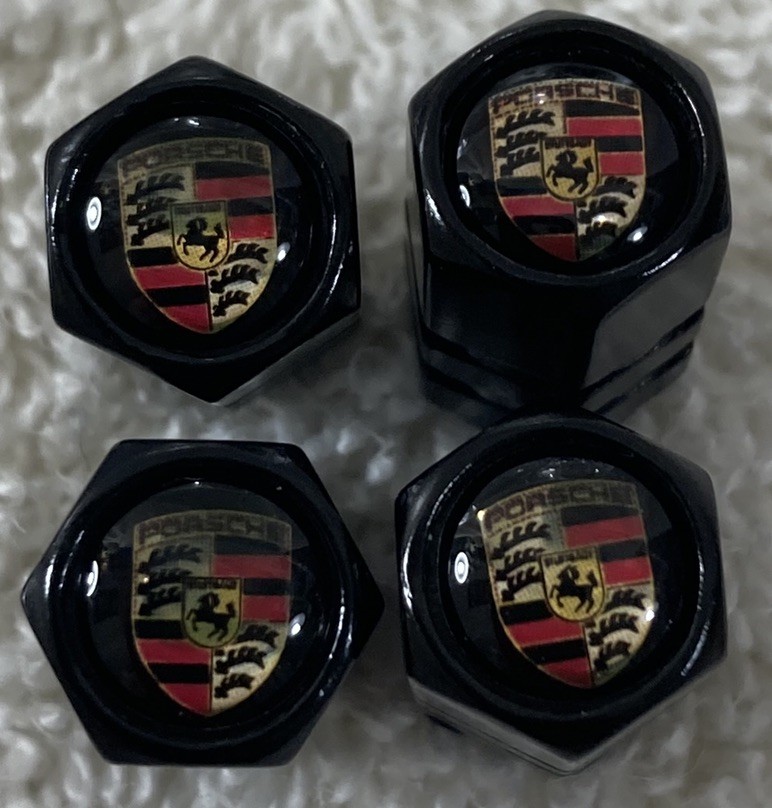 Genuine NEW Metal Tire Air Stem Valve Covers Set For Porche Car Lovers