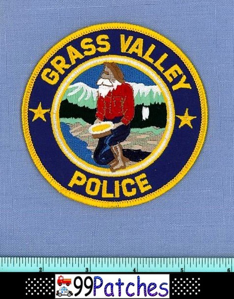 GRASS VALLEY CALIFORNIA Police Shoulder Patch OLD MINER PANNING GOLD 6F