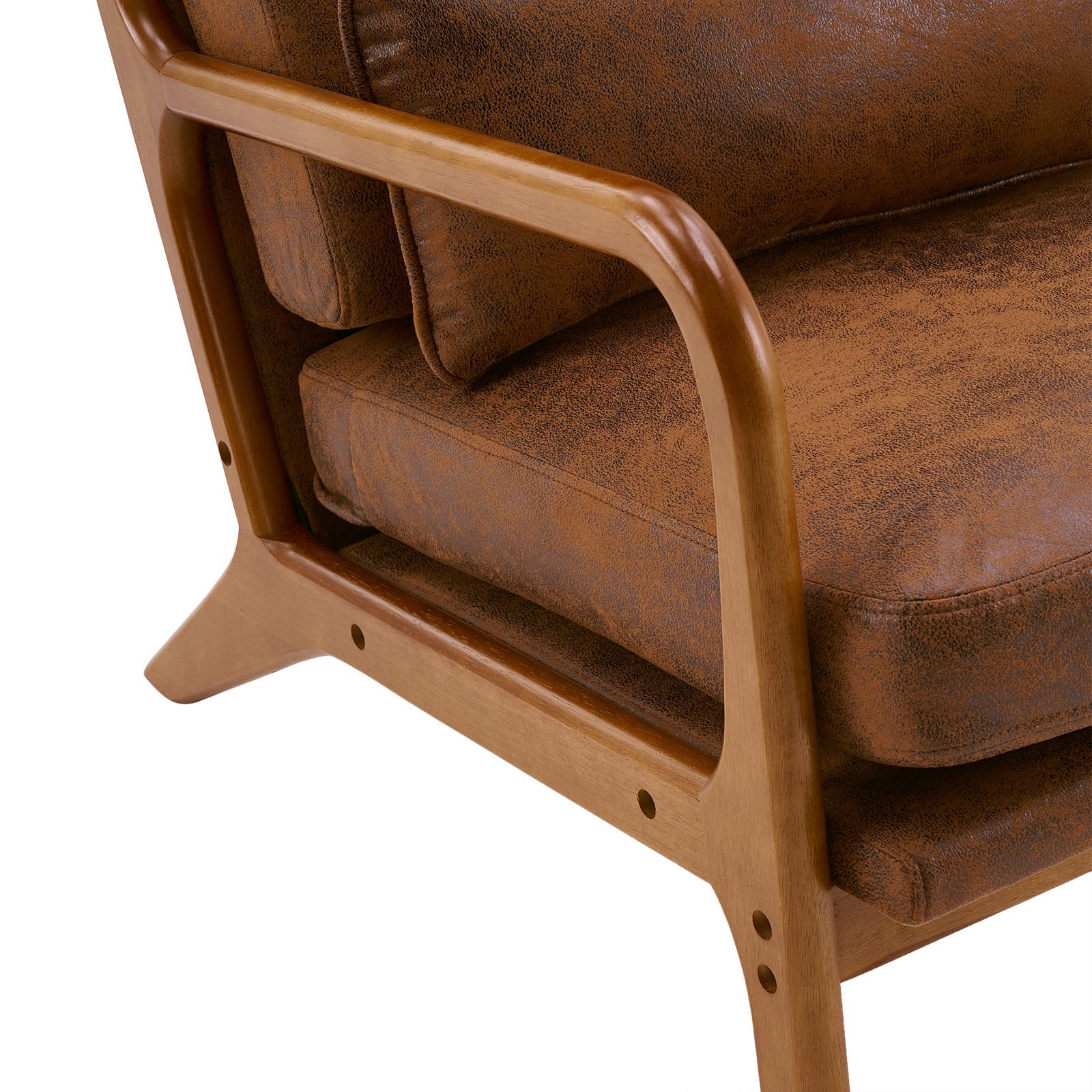 High Back Solid Wood Armrest Backrest Iron Frame Bronzing Cloth Leisure Chair