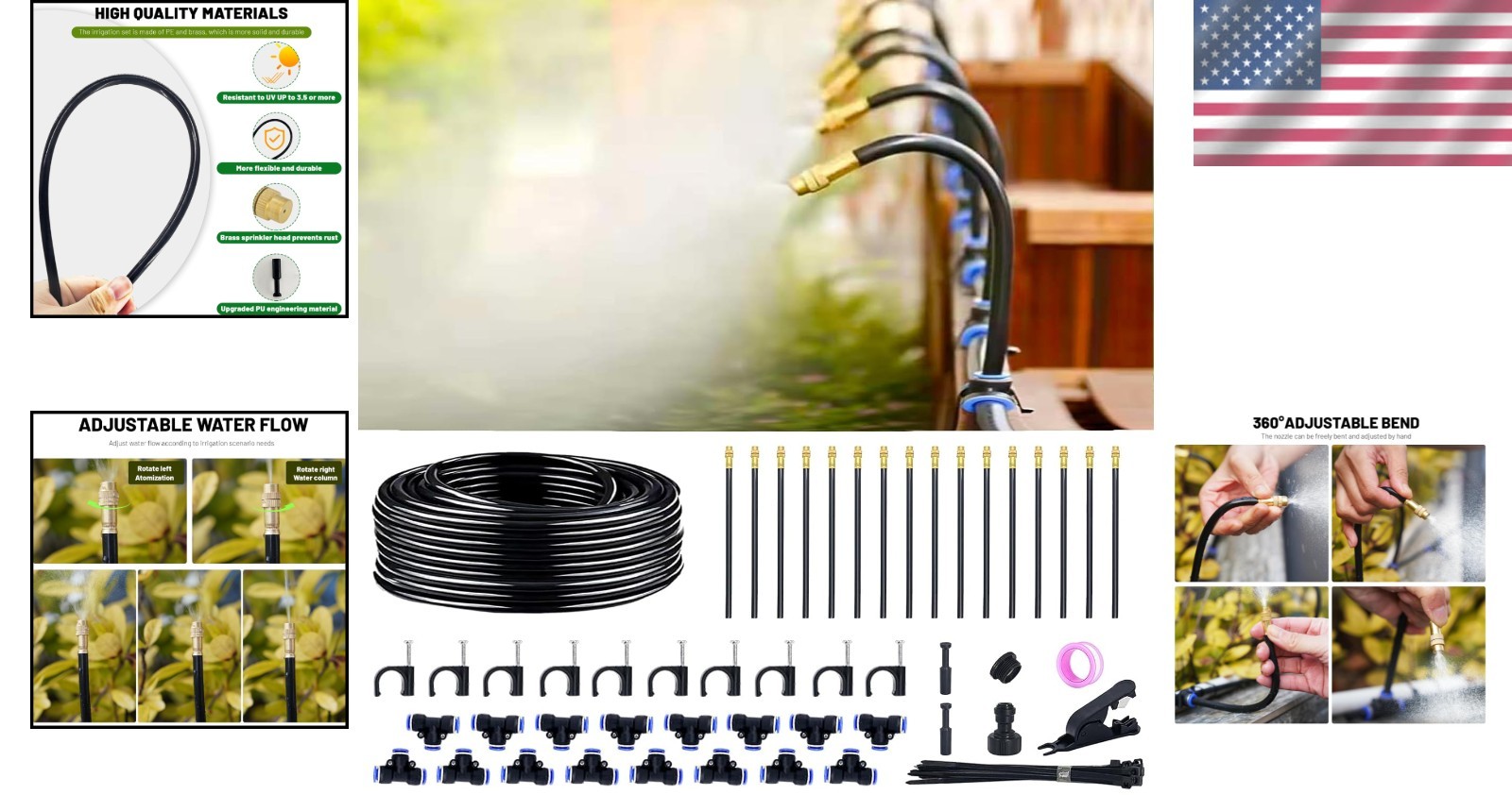 Durable 360° Garden Irrigation System - 50FT with Complete Drip Kit, 16 Nozzles
