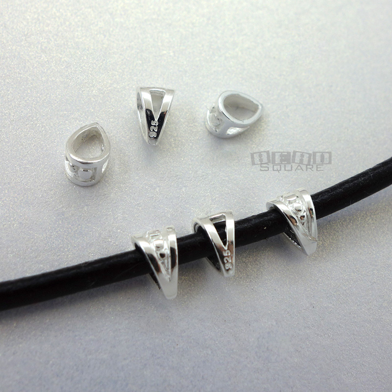 6 Sterling Silver Triangle Dots Pendant Bail Connectors ap. 4mm x 6.6mm #33353