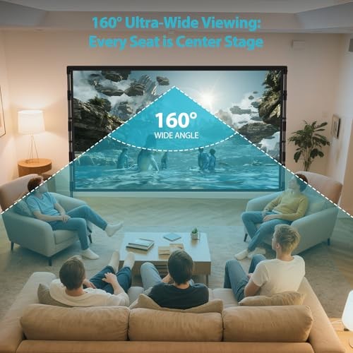 Outdoor Projector Screen with Stand - LEORFI 100 inch Black Backing Projection