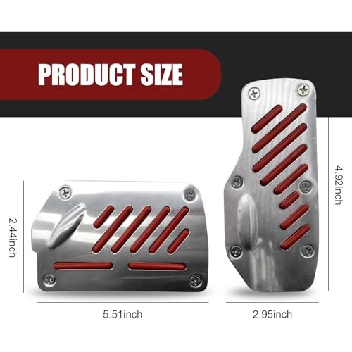 Car Automatic Transmission Accelerator Brake Pedal Cover Set, 5.5" x 2 PCS Red