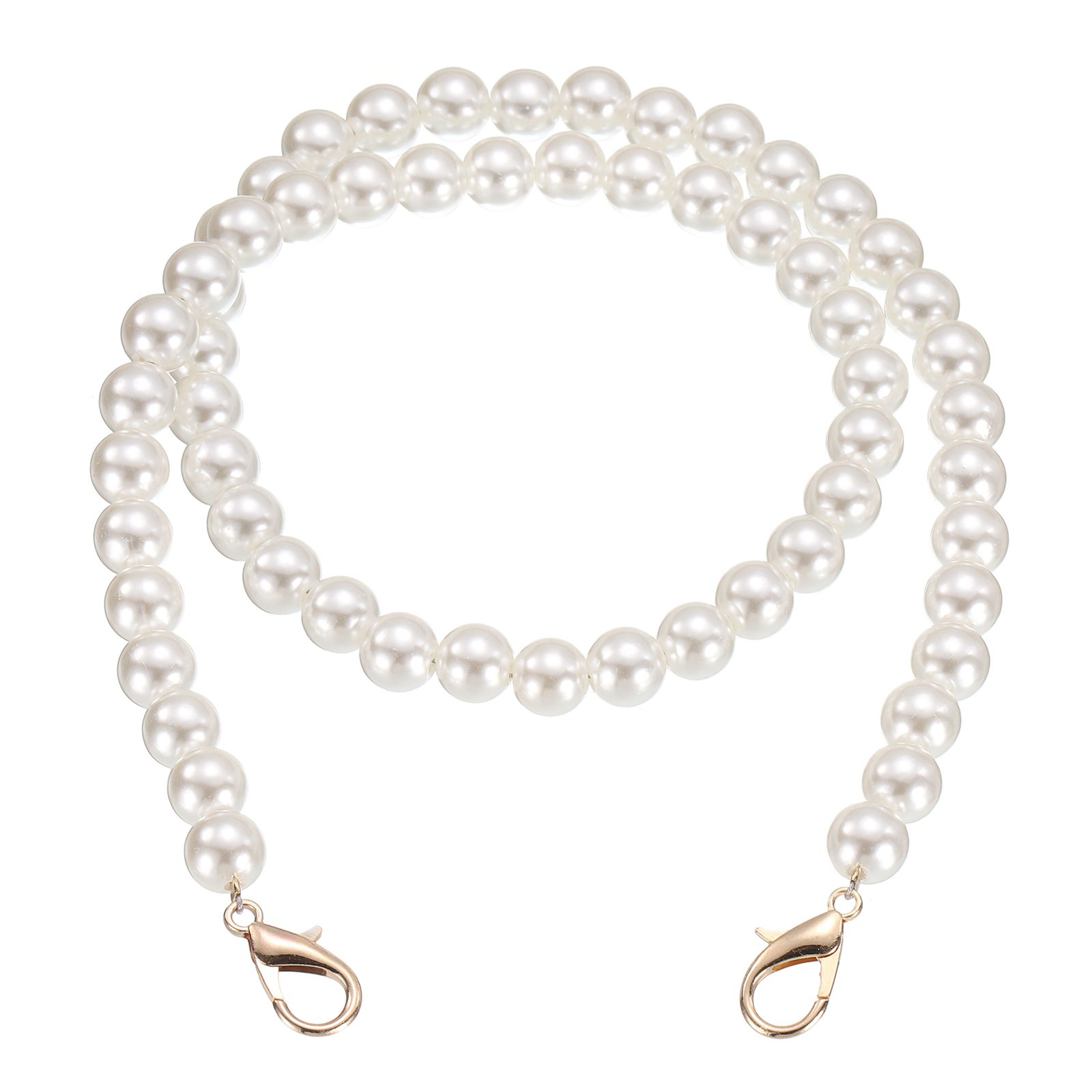 2 Pcs Imitation Pearl Purse Strap, 23.6 Inch Handbag Lobster Clasp, Gold