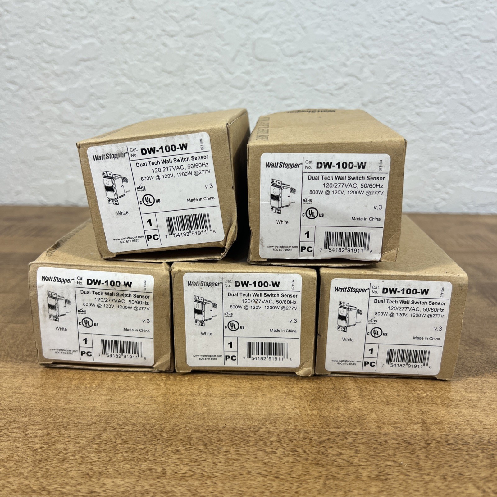 Lot of 5 LEGRAND WATTSTOPPER DW-100-W Dual Tech Wall Switch Sensor
