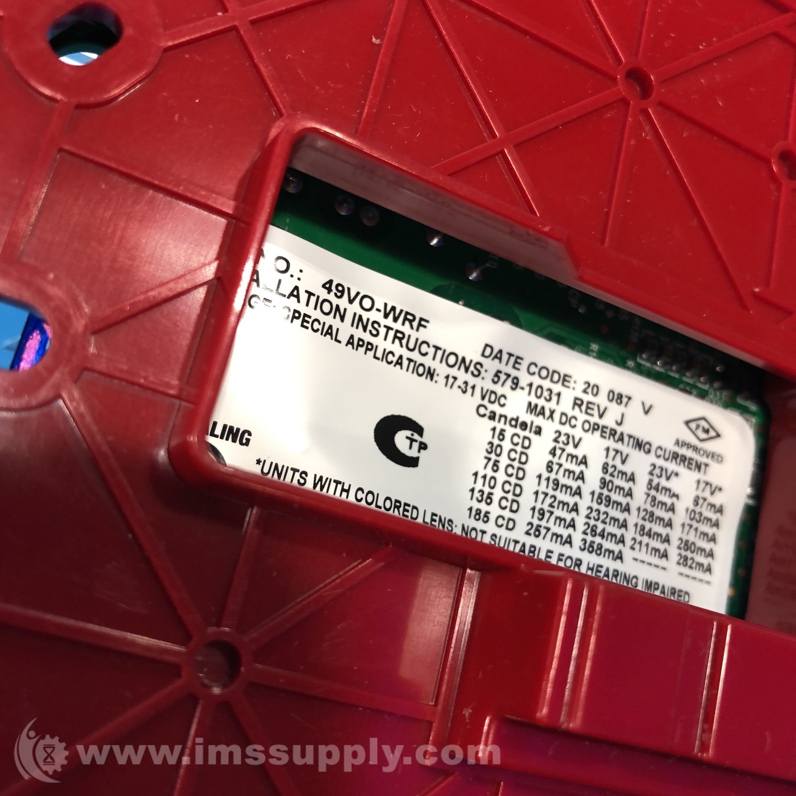 Simplex 49VO-WRF TrueAlert ES Wall Mount Addressable Strobe 9621
