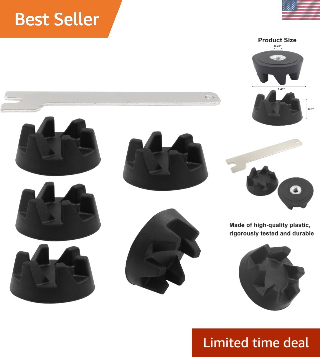5 High-Quality Blender Couplers for KitchenAid WP9704230VP - Includes Wrench