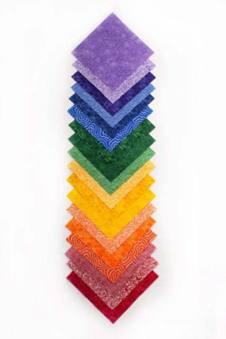108 piece Rainbow Basics  charm pack 5" squares 100% cotton fabric quilt