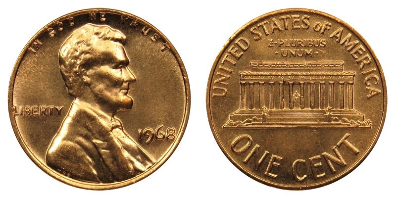 1968 P GEM  UNCIRCULATED  LINCOLN CENT (1 COIN)