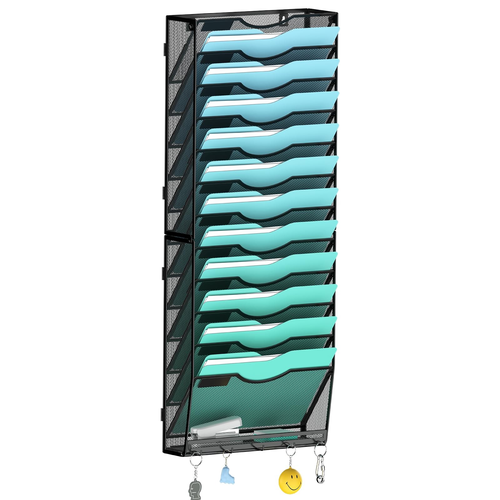 Gawerk 13-Tier Wall File Organizer Hanging Wall File Holder Wall Mount Paper ...