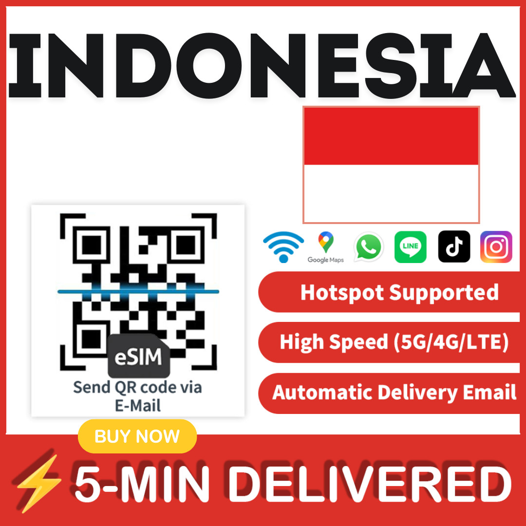 [eSIM] Indonesia esim e sim card travel sim card tarjeta esim high speed 🛜