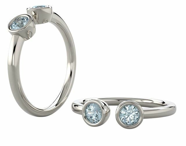 Sterling Silver Round Cut Solitaire Ring Setting - Modern Semi-Circle Style Ring