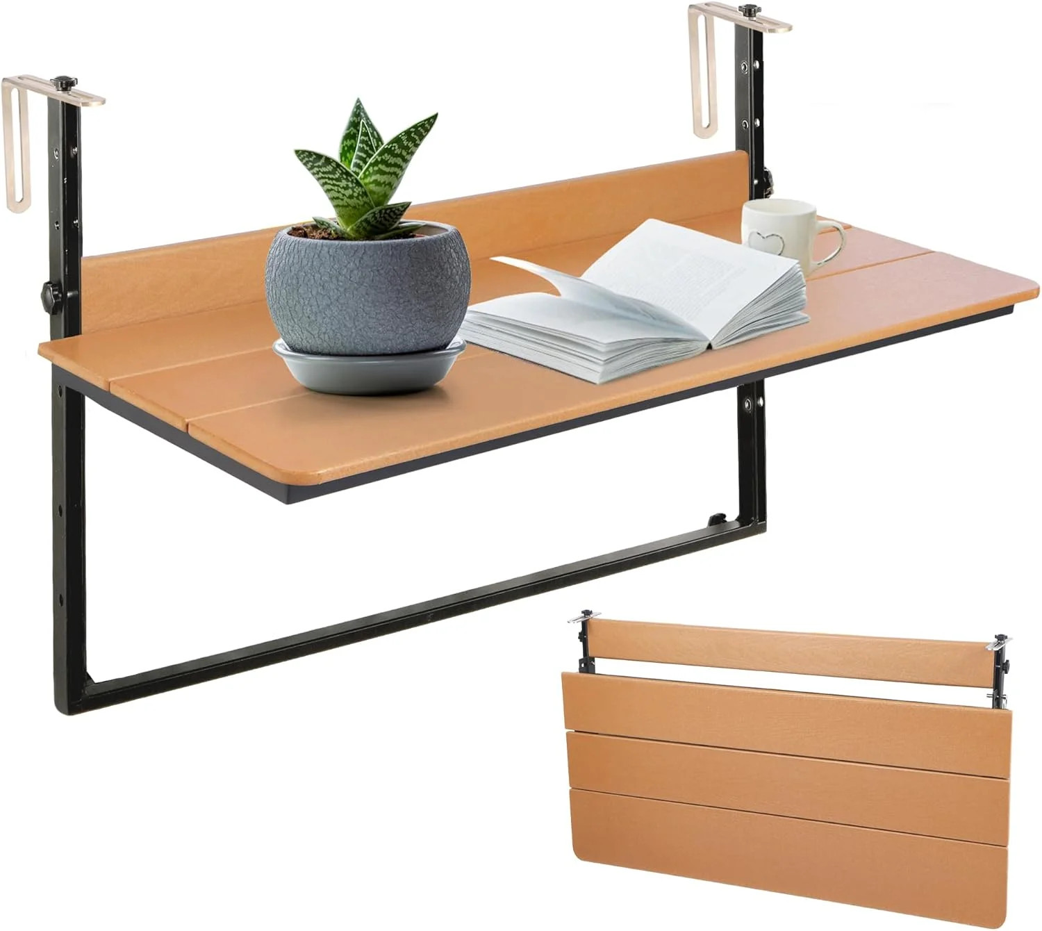 Balcony Railing Hanging Table Outdoor Folding Balcony Bar Table for Railings, Fi