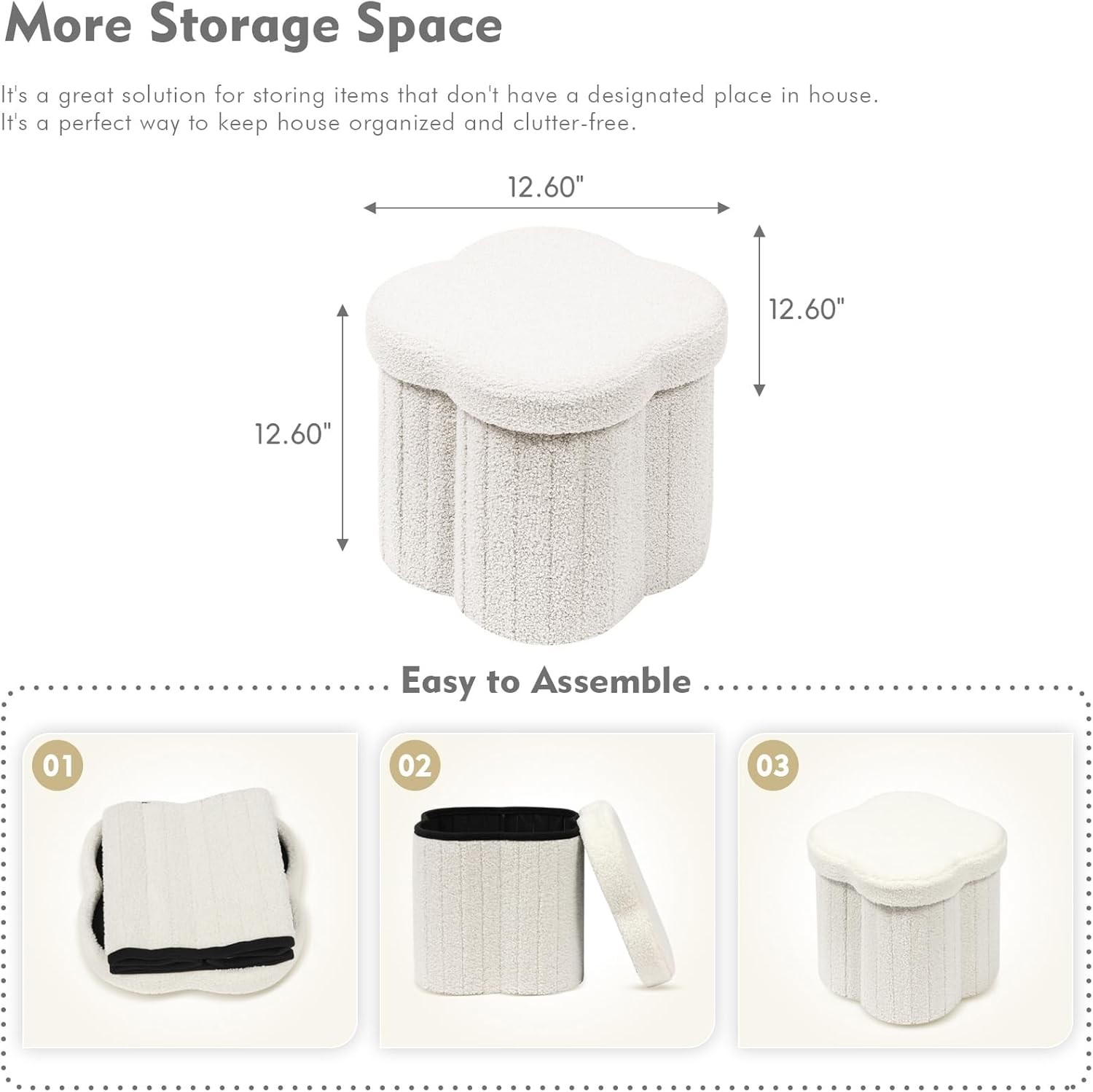Storage Ottoman Cube Flowers Shaped Ottomans W/ Storage Foot Stool Footrest
