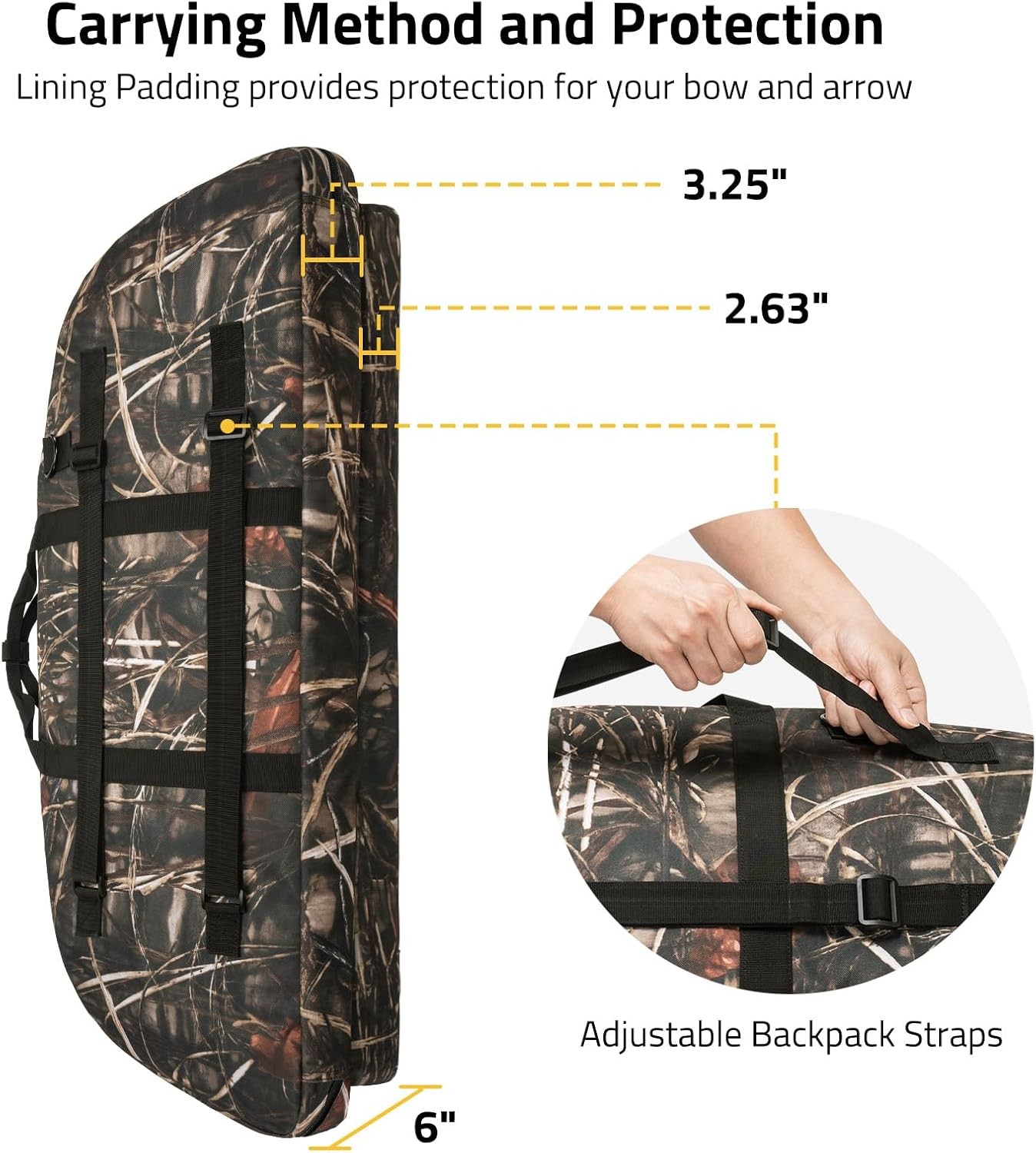 37" Soft Compound Bow Case with Backpack Strap and Arrow Pocket Padding
