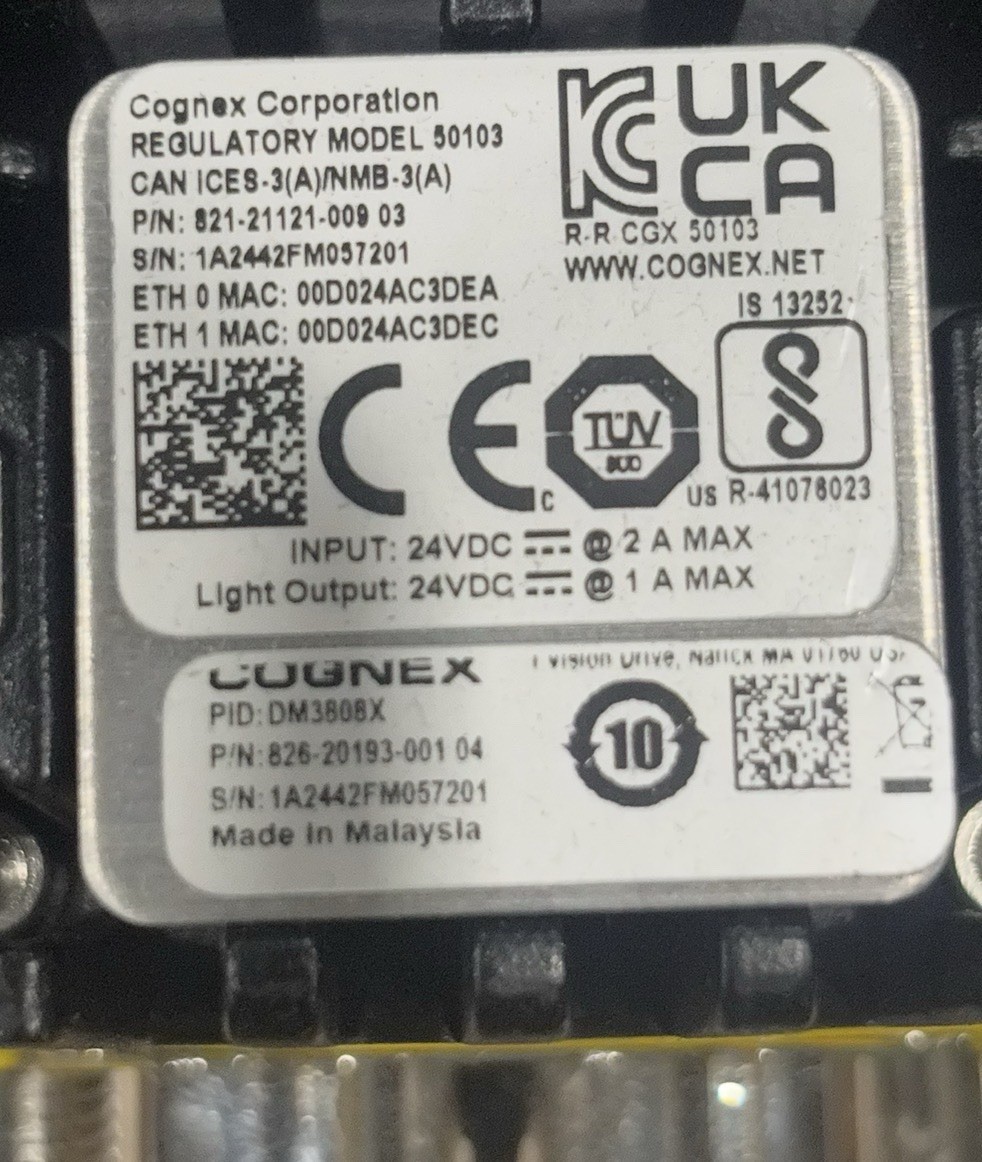Cognex DM3808X  With DM iR Lights