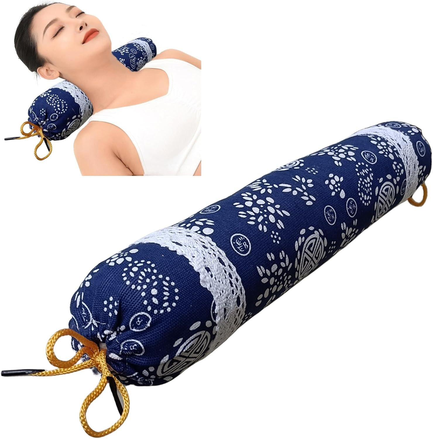 Wormwood Pillow，Chinese Style Cylindrical Pillow, Neck Pillow, Neck Pain Relief