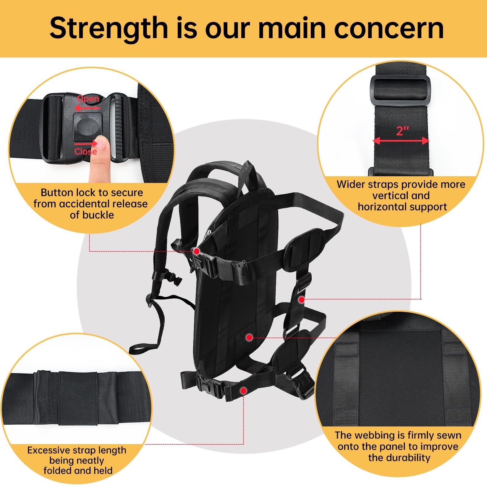 Guitar Hard Case Backpack Carrying System - Black