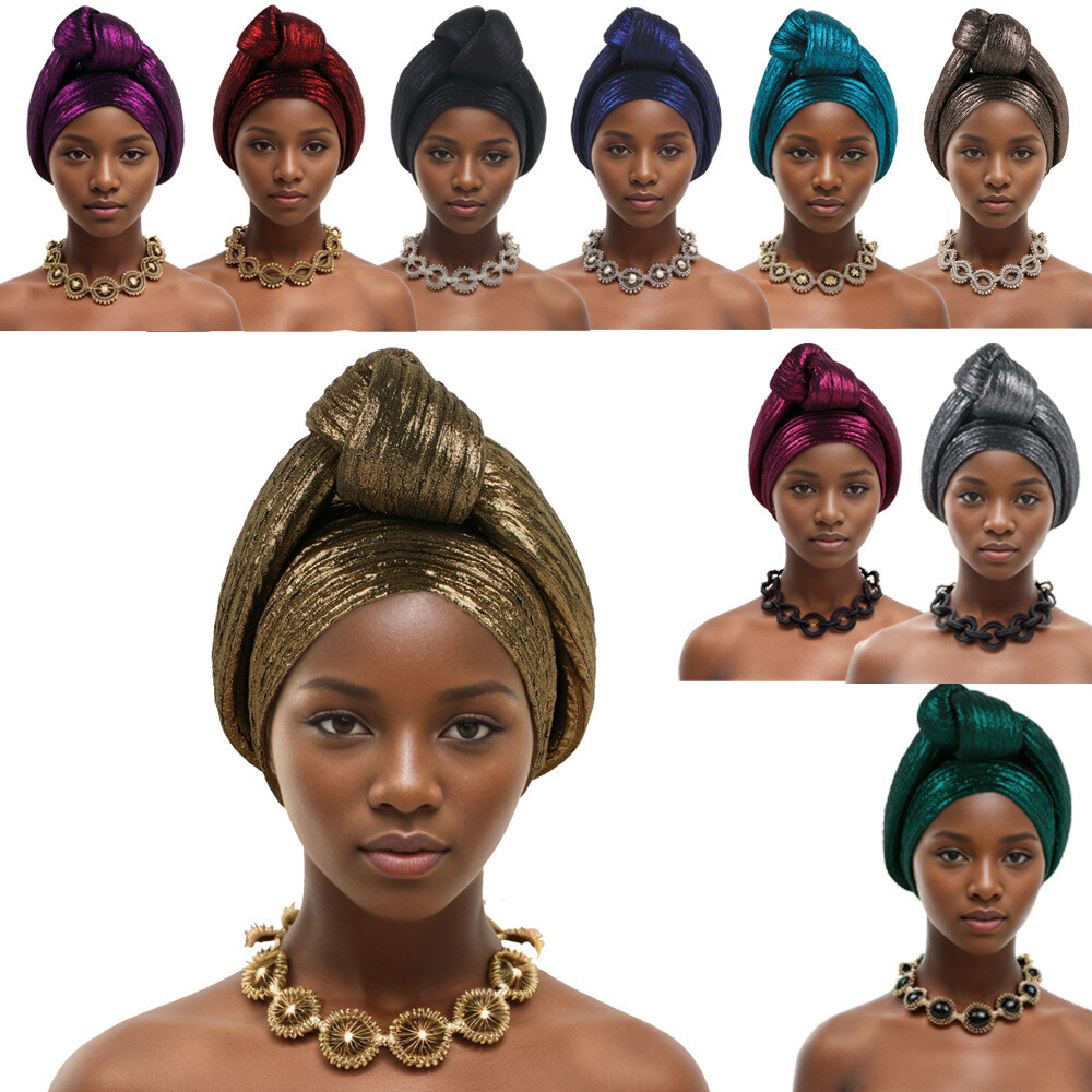 African Hat for Women Twist Knot Nigerian Auto Gele Headtie Turban Head Wrap Cap