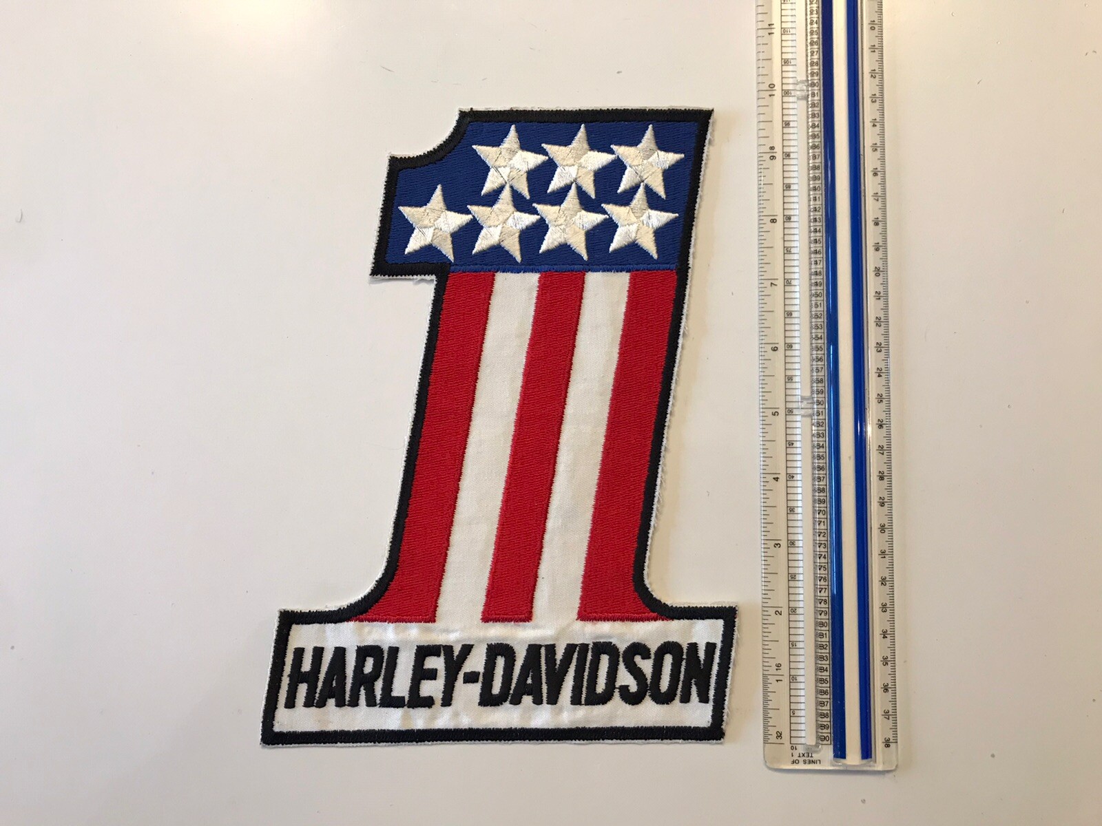 RARE NOS 10” #1 Harley Davidson patch White Red Blue Stars Evel Knievel Jacket