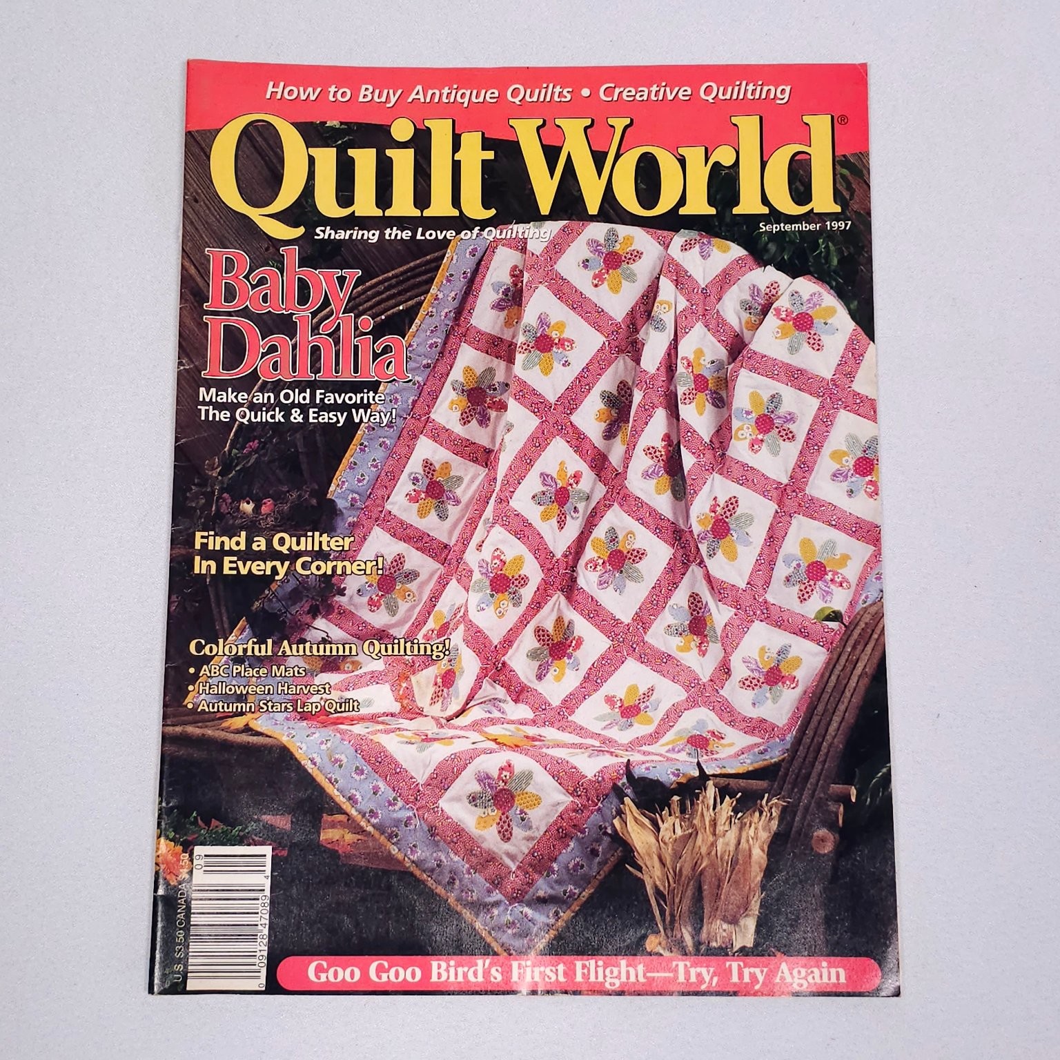 Quilt World Magazine September 1997 Baby Dahlia Autumn Quilting Patterns Vintage
