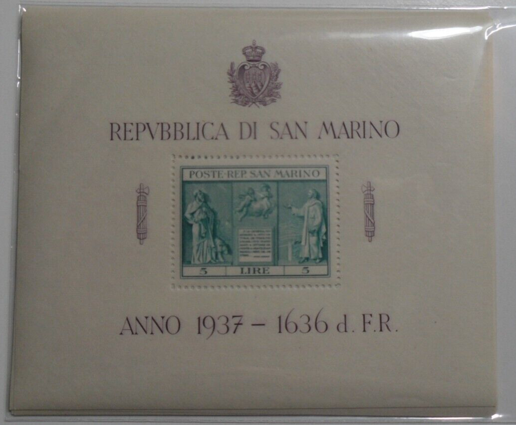 STAMPMART : SAN MARINO 1937 INDEPENDENCE MINT NH SOUVENIR SHEET