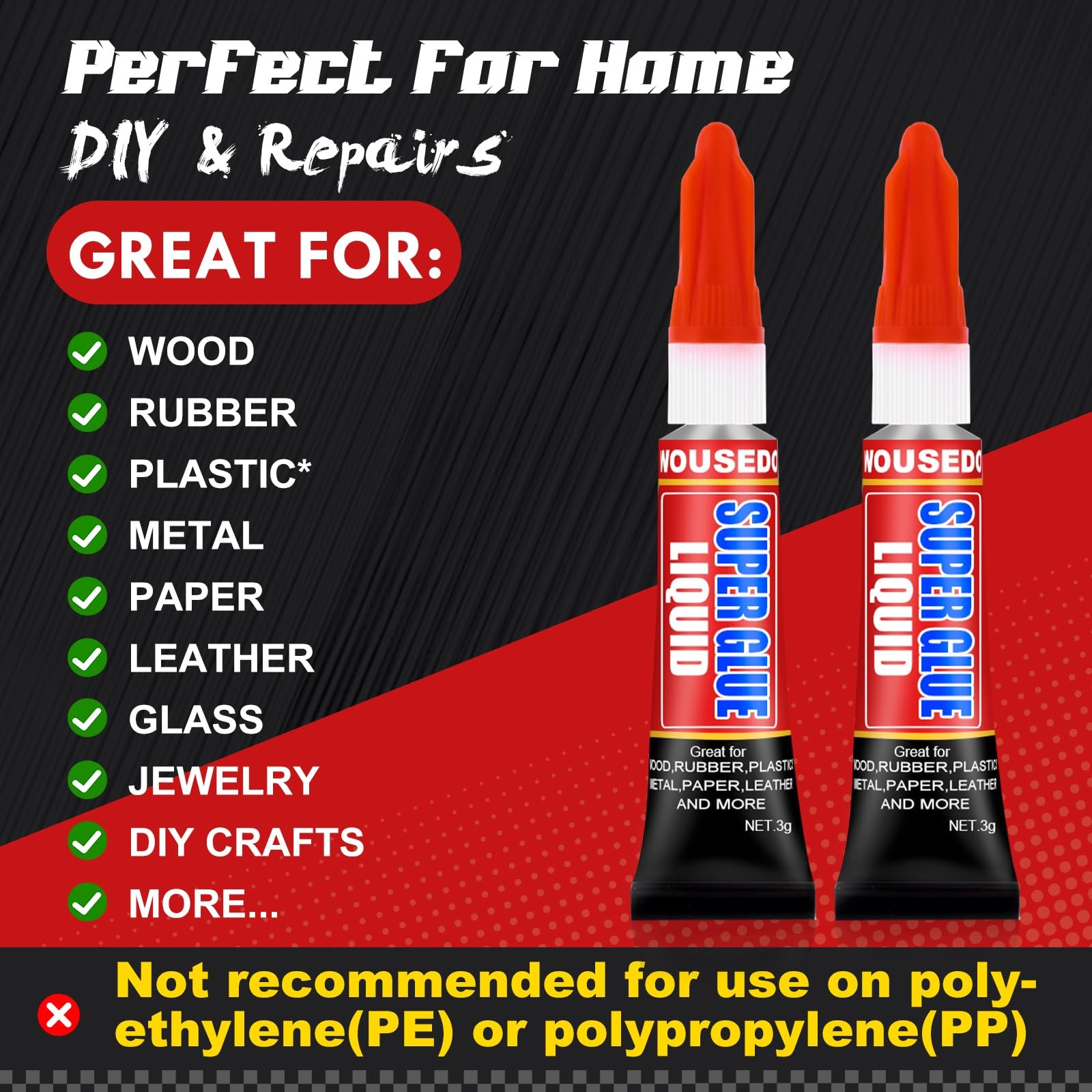 Super Glue Clear Liquid Strong Adhesive Fast Drying Cyanoacrylate Glue - 24 Pack
