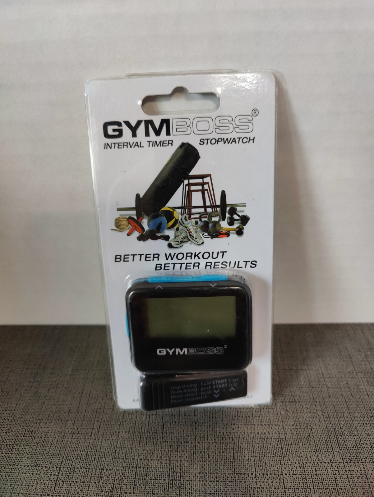 GymBoss Interval Timer and Stopwatch - Black/Blue SOFTCOAT, NEW in Package