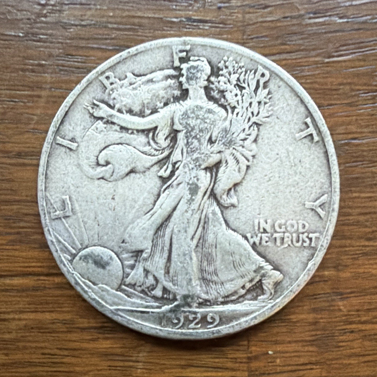 1929-D Liberty Walking Half Dollar 50C Silver 0.9 Fine Philadelphia KM#142