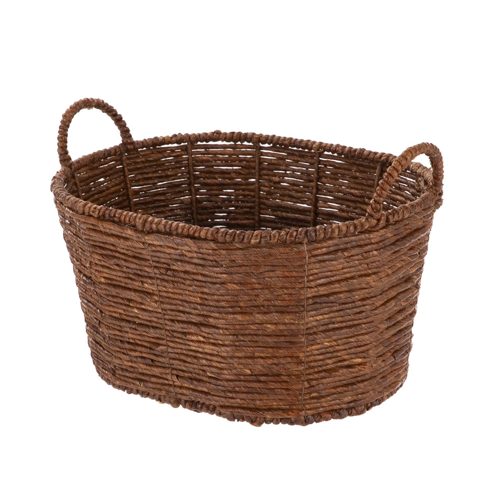 Brown Handwoven Maize Basket, Oval