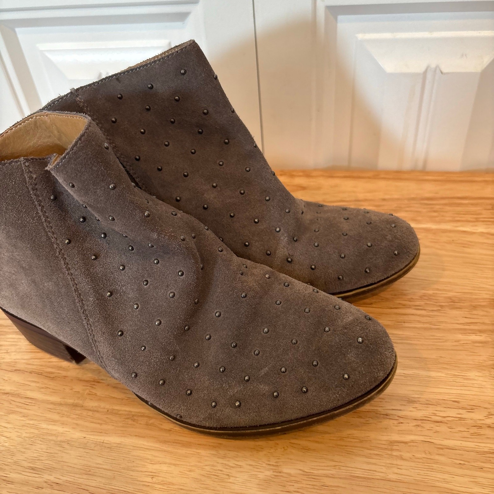 Lucky Breena Gray Studded Ankle Boots Size 6