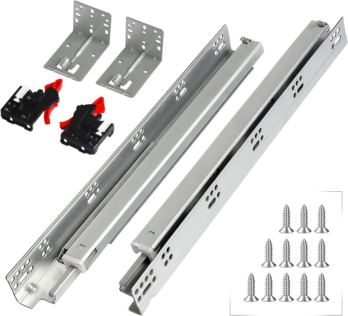 Soft Close Undermount Drawer Slides 18 Inch - 6 Pairs, 77 Lb Load Capacity