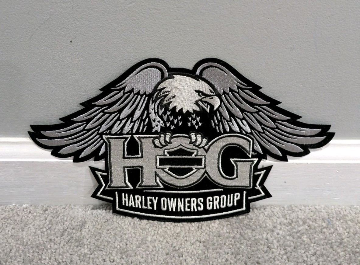 NEW Large Eagle Silver Black Patch Harley Davidson Owners Group HOG 11.5"