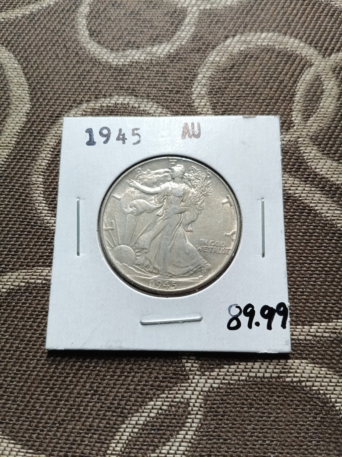 1945 Walking Liberty Silver Half Dollar AU /Toned