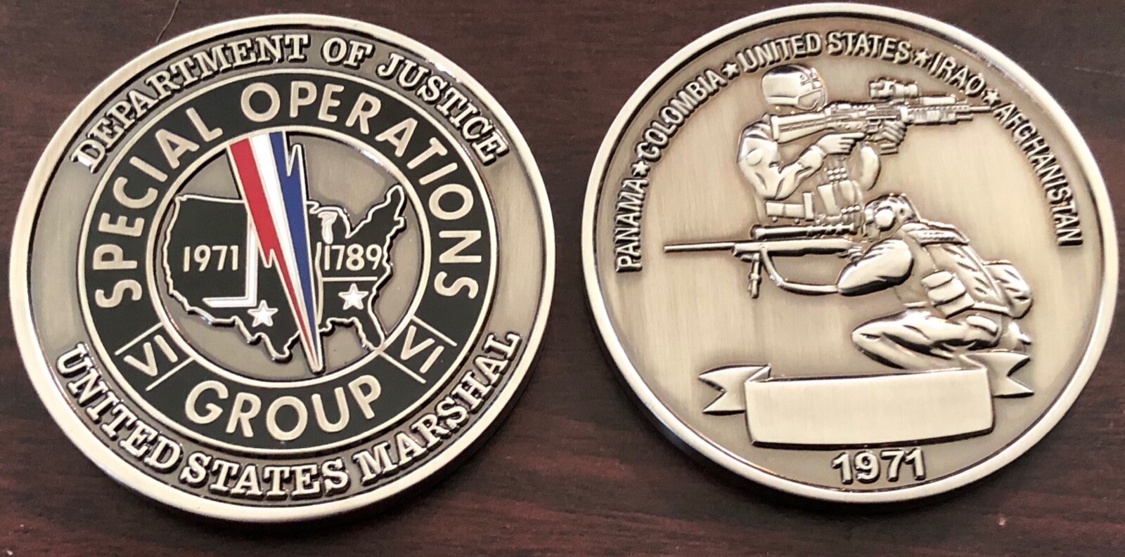 US Marshals Service - SUPER RARE  FirstGEN 1.75 SOG Team “sniper” challenge coin