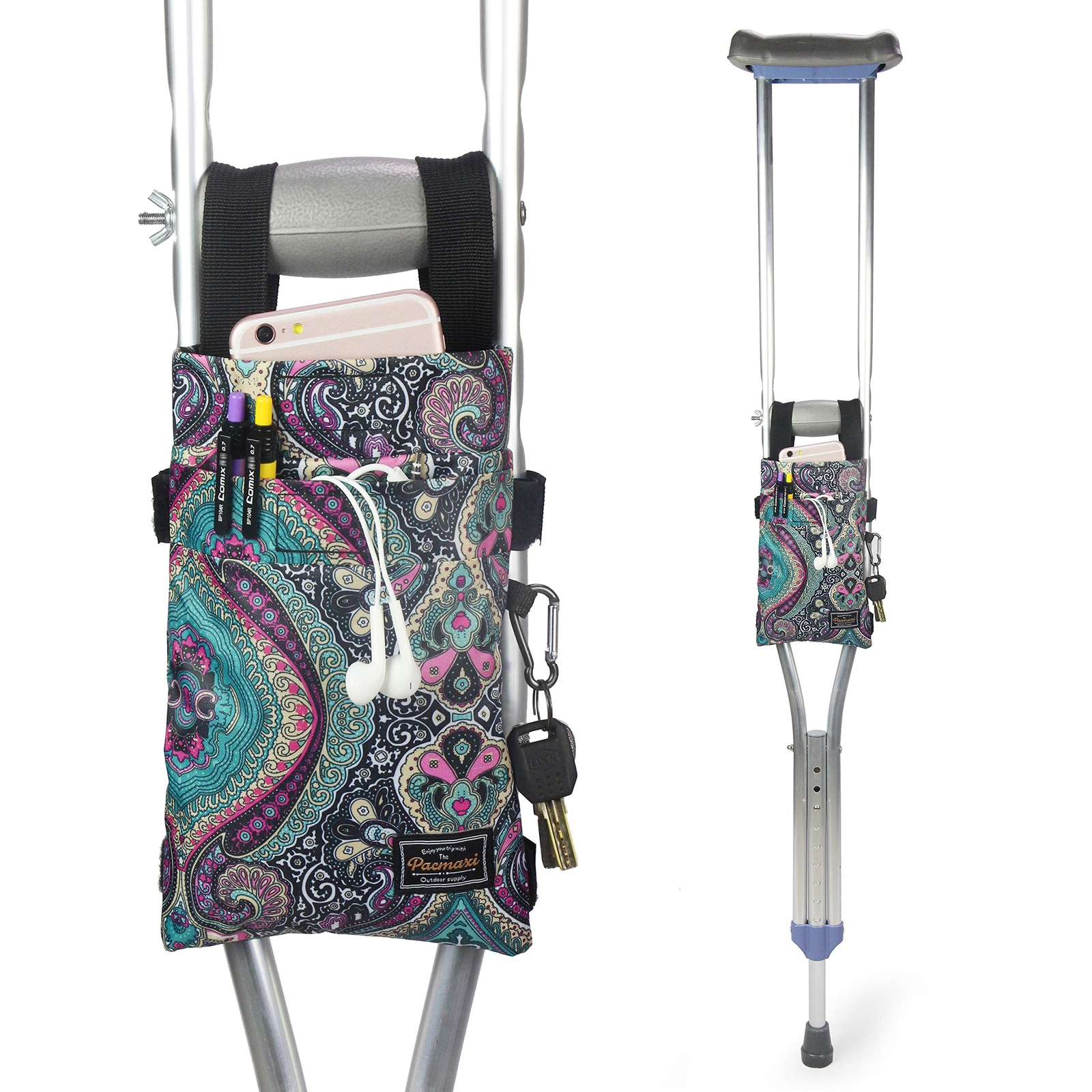 Colorful Universal Crutch Bag Accessory Pouch Lightweight Waterproof Carrier