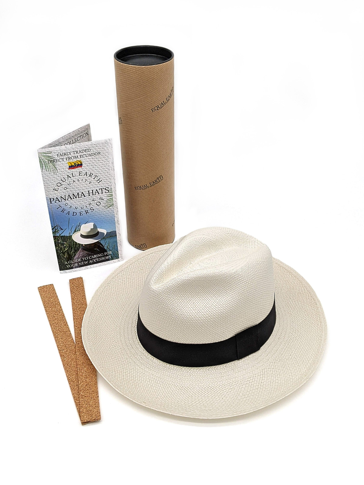 New Genuine Panama Hat Rolling Folding All Sizes Quality Travel Tube - White