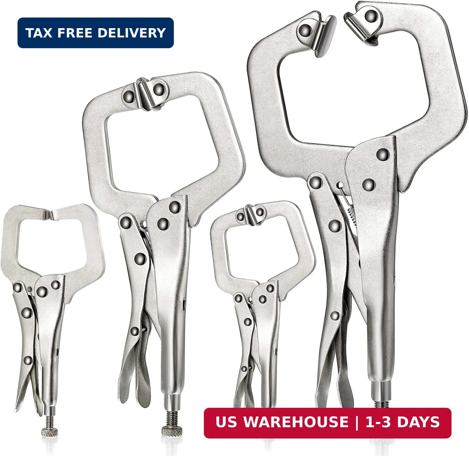 4 Pcs Locking C Clamp Set, Locking Pliers with Fixed and Swivel Pads, 6 Inch, 9