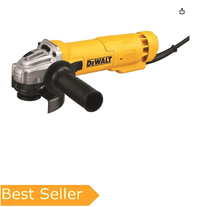 DEWALT Angle Grinder Tool, 4-1/2-Inch, Slide Switch, 11-Amp (DWE4214), Yellow