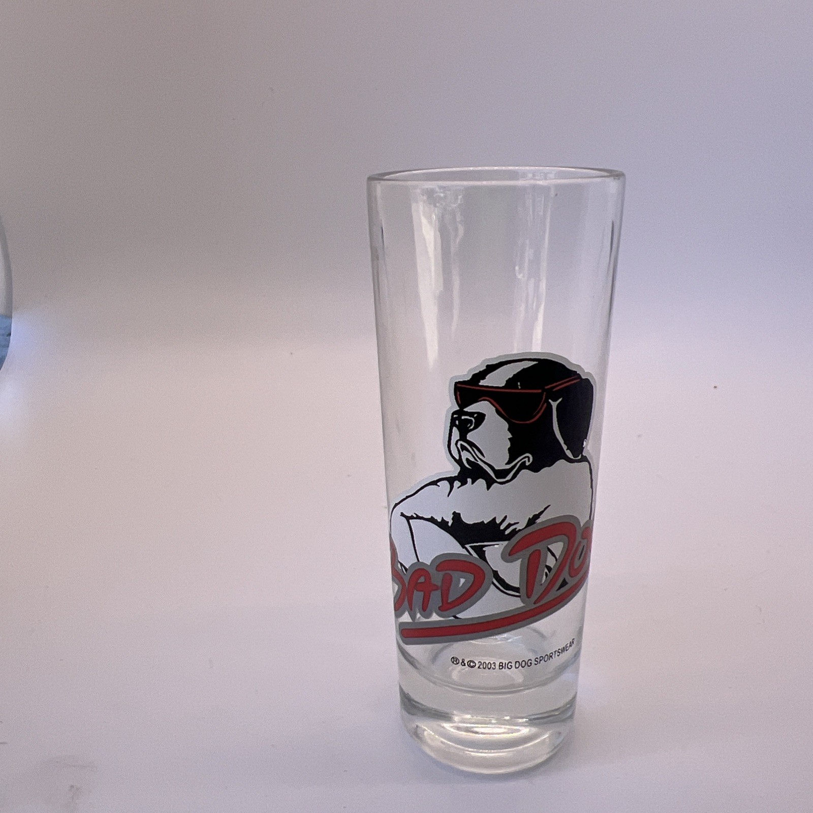 Vintage 2003 Big Dogs Bad Dog Dog With Sunglasses Tall Shot Glass Good Condition