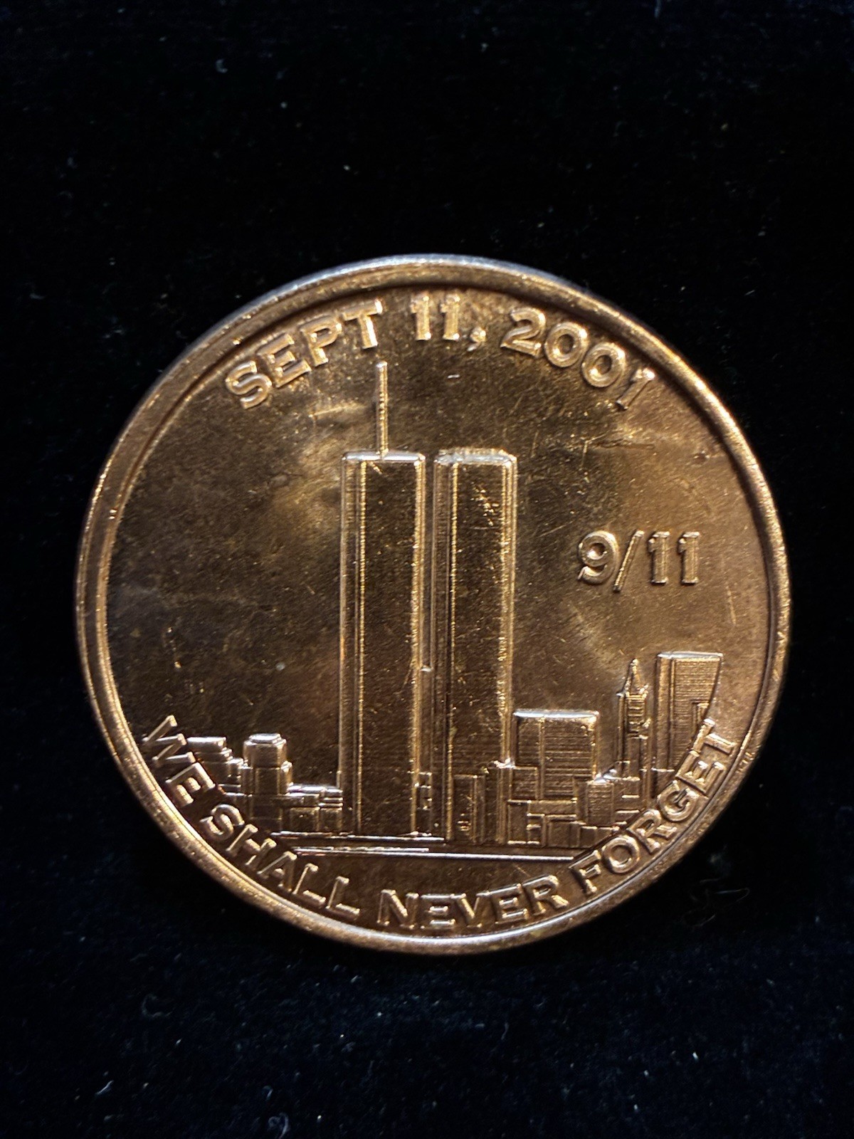September 11, 2001 We Will Never Forget 1 AVDP Oz Copper Round .999 Fine