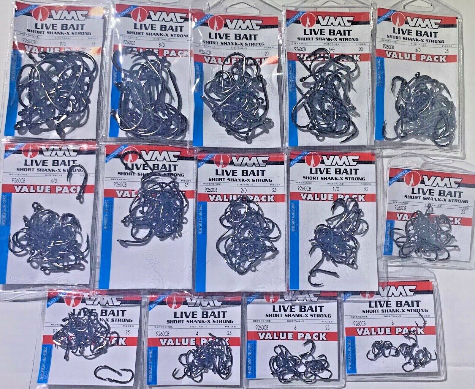 VMC 9260-CB Coastal Black LIVE BAIT HOOK COASTAL BLACK VALUE PACK CHOOSE SIZE