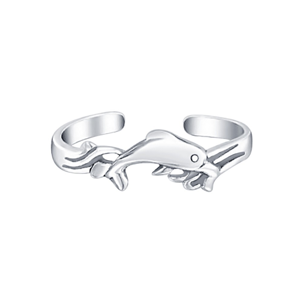 Adjustable Nautical Dolphin 14K White Gold Plated Toe/Midi Ring For Women's