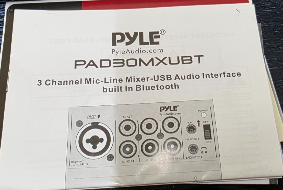 Pyle Digital 3-Channel Mixer DJ Controller Audio Interface w/USB Port PAD30MXUBT