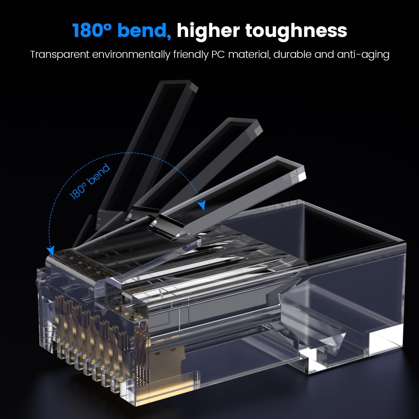Cat6 RJ45 Connectors Unshielded Modular Plug Solid Stranded UTP 100 PCS