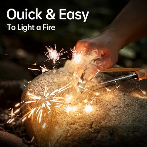 Ferro Rod Fire Starter, Survival Flint and Steel Fire Starter Kit Black Walnut