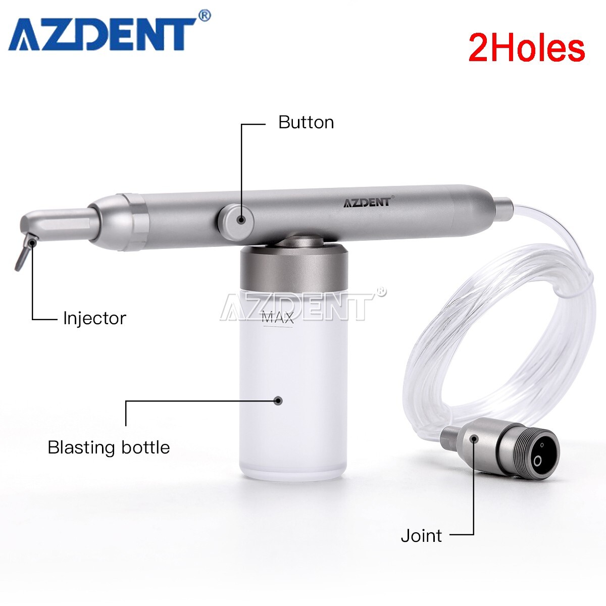 Dental Aluminum Oxide Air Polishing Polisher Sandblasting Handpiece 2 Holes