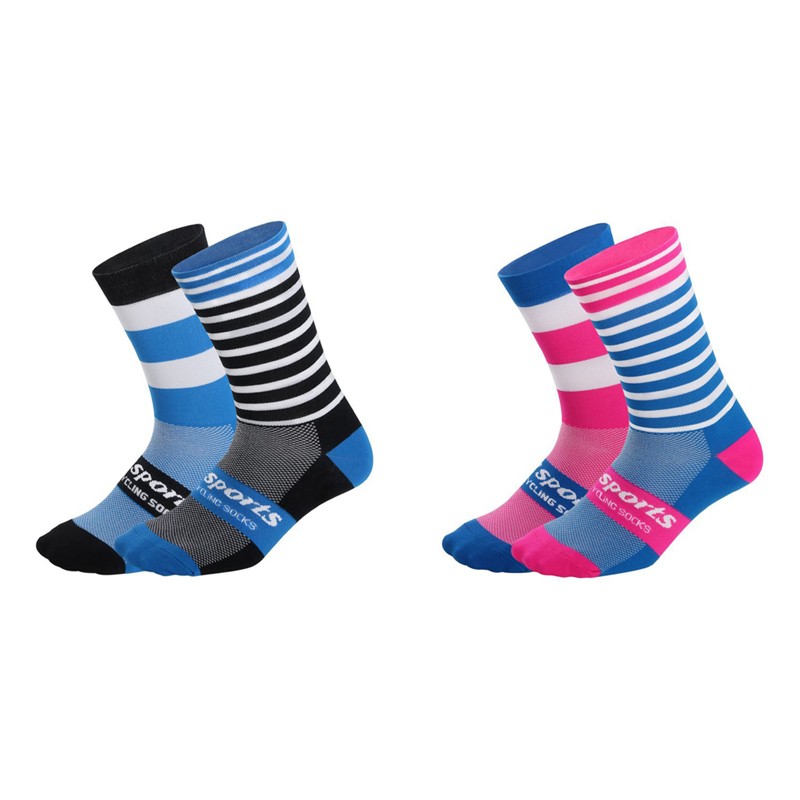 2Pairs Cycling Socks Riding Bicycle Bike Sports Ankle Socks XC MTB BMX Pink Blue