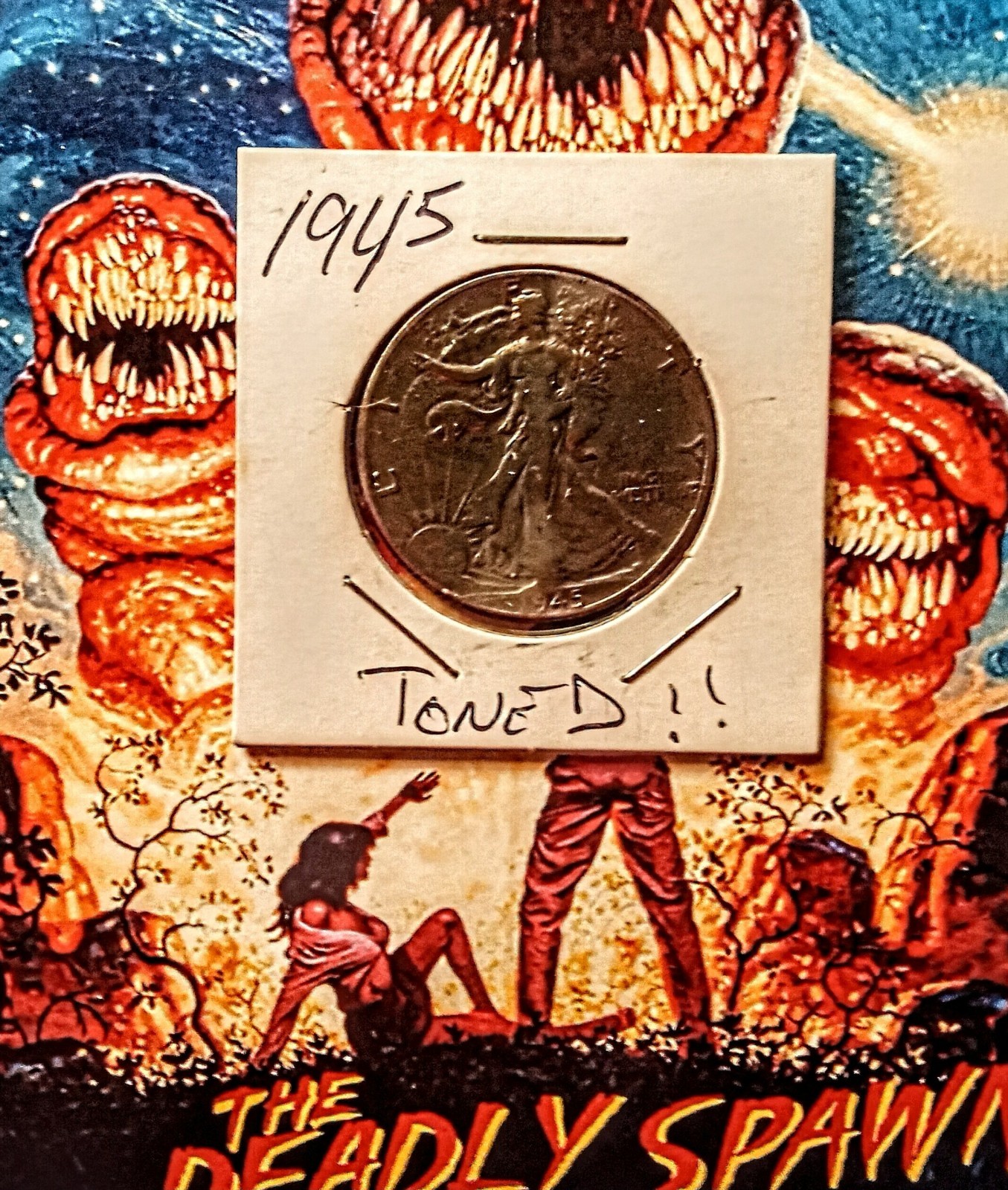 1945 walking liberty half dollar Toned