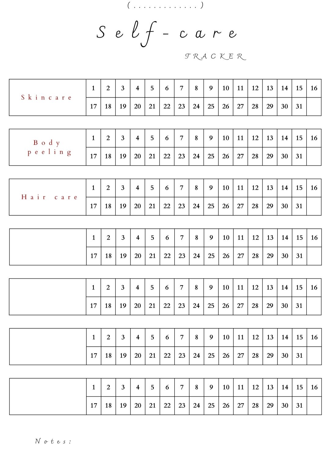 Printable Digital Skincare Planner